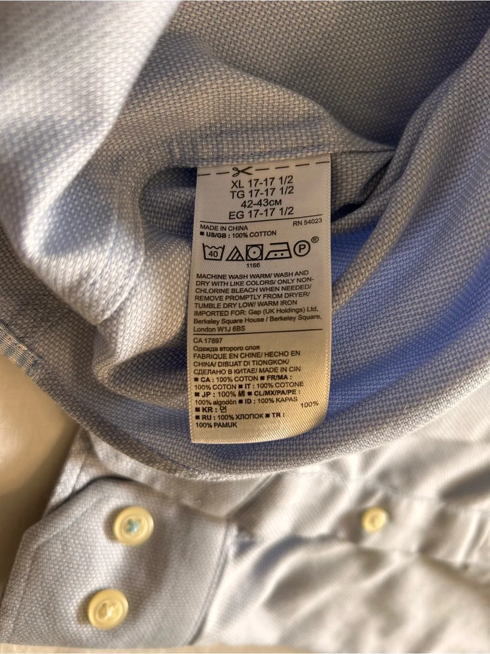 Banana Republic Grant Fit Non-Iron Light Blue Dress Shirt XL